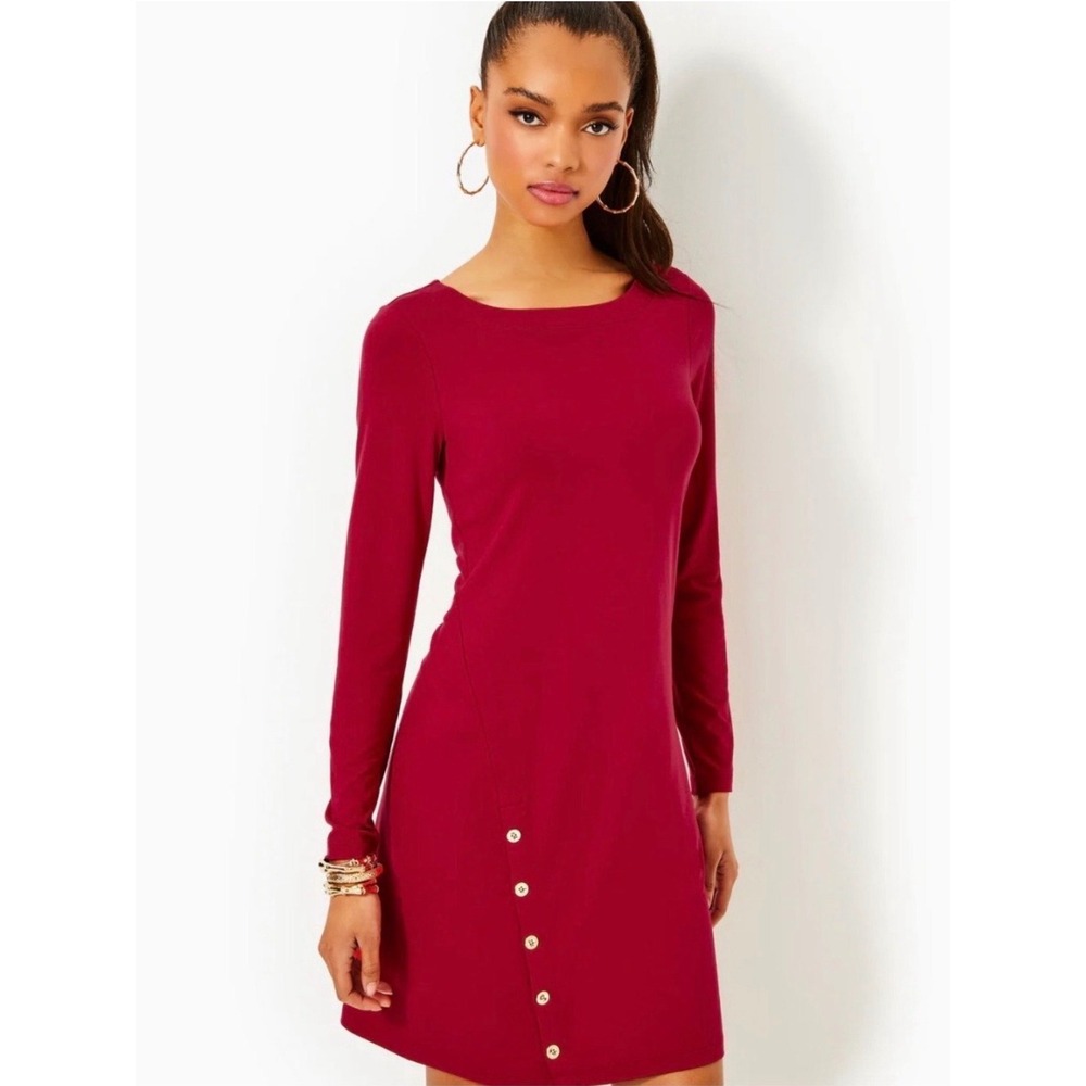 Lilly Pulitzer Maddox UPF 50+ Malbec Red Long Sleeve Dress XL